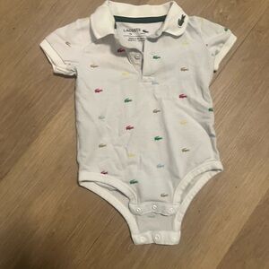 Lacoste White Baby Polo Bodysuit with Multicolor Crocodile Embroidery